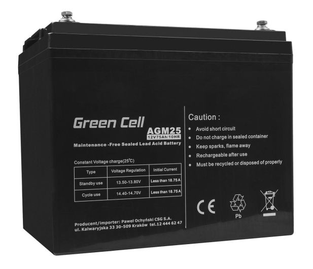 Green Cell Akumulator AGM VRLA 12V 75Ah - 547940 - zdjęcie